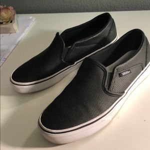 vans leather women’s slip on shoes
